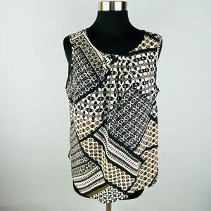 Christopher Banks Womens Medium M Sleeveless Polyester Patchwork Print Top